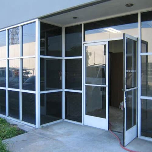 Commercial storefront glass door installation