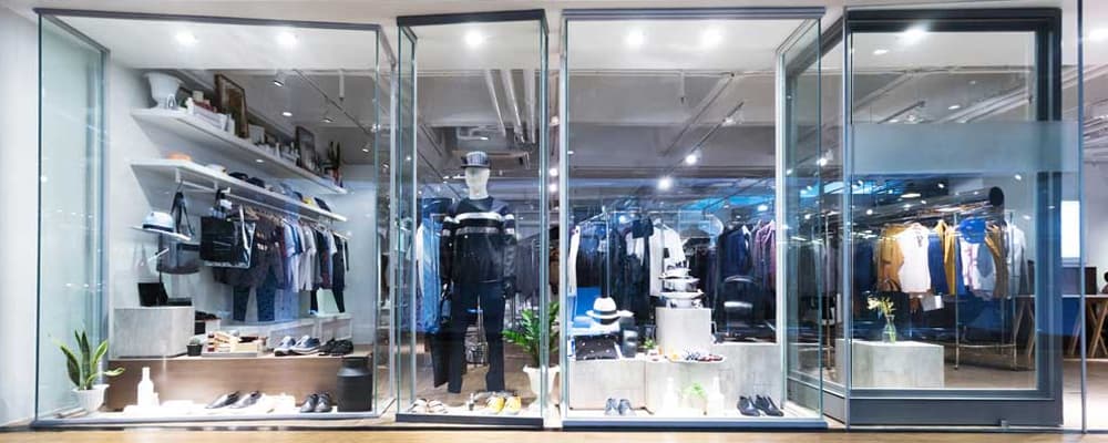 Modern commercial storefront glass installation